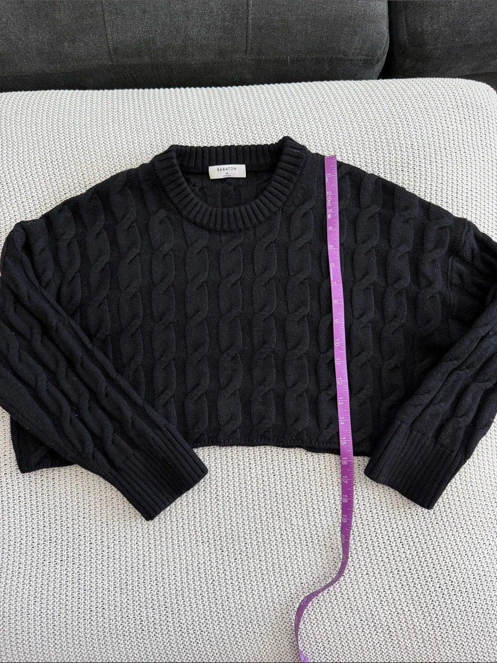 Babaton Black Cable Knit Crewneck Sweater - Men